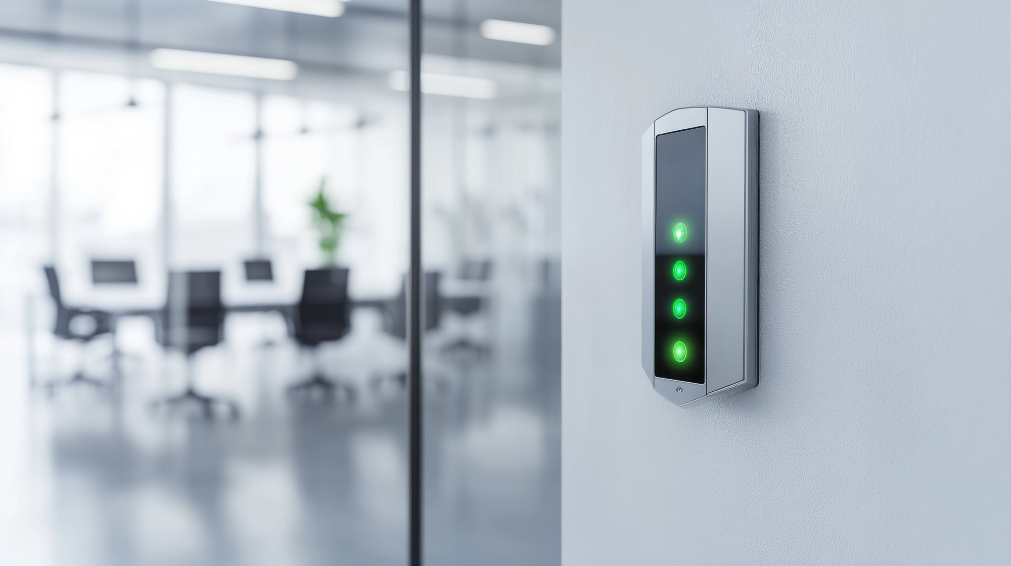 Modern access control system with illuminated indicators in an o